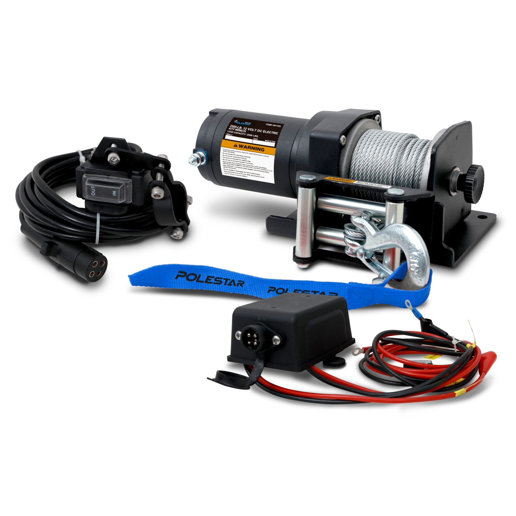 PoleStar Electric ATV Winch — 2500-Lb. Capacity, 12V, Steel Wire Rope